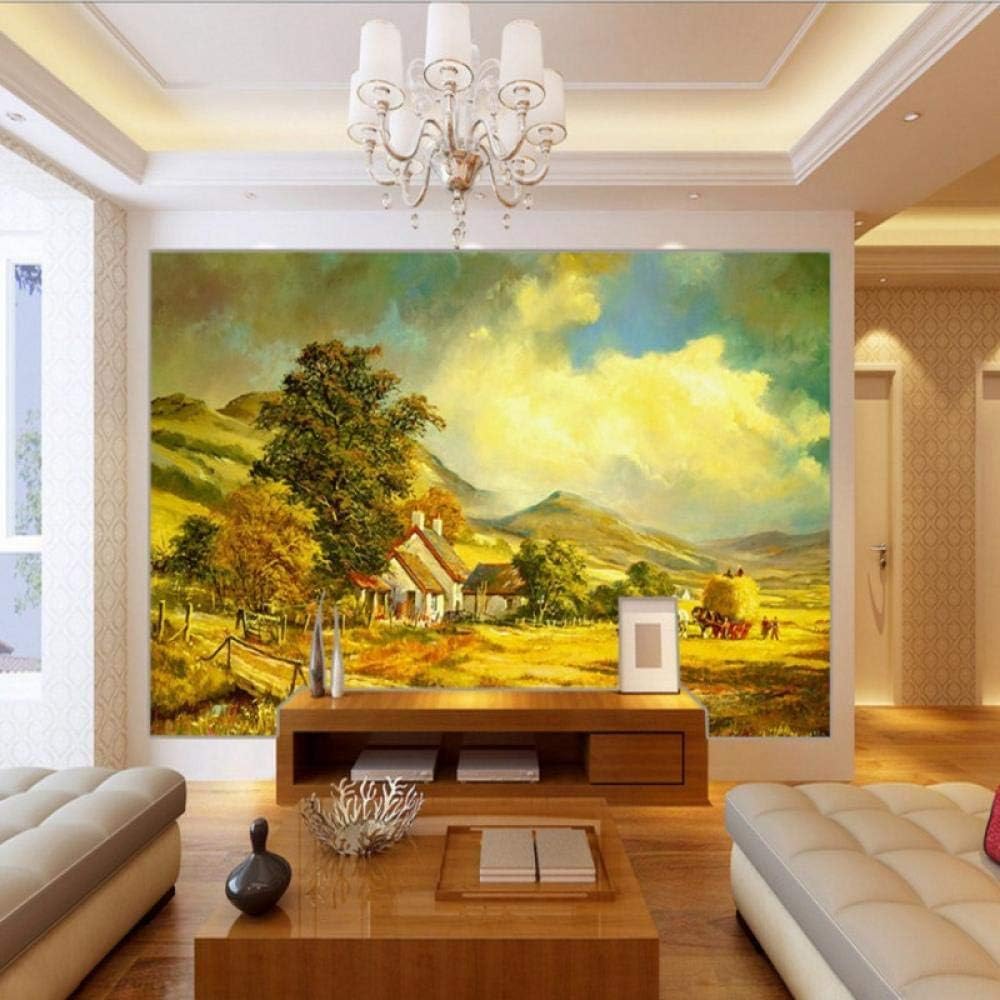 Haus Bäume Berg Natur Landschaft 3D Tapete Poster Restaurant Schlafzimmer Wohnzimmer Sofa TV Dekorative Wand-300cm×210cm