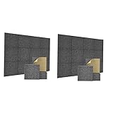 SICOSALT 24 Pack Selbstklebende, Ausgewogene Akustische Wand Paneele, 12 x 12 x 0,4 Schall Schutz Paneele, Absorbierende Fliesen für Zuhause und Büros