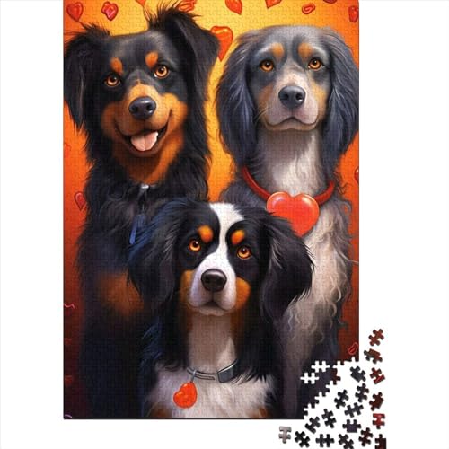 Tier-Fantasie-Hund-Holzpuzzle für Erwachsene, 1000 Teile für Erwachsene, schwierige Puzzles ganze Familie und die (Größe: 75 x 50 cm)