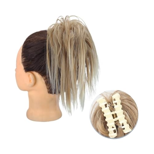 Haarteil Synthetische Haarverlängerung mit Krallenclip, unordentlicher Dutt, flauschiger Chignon, schwarzblonder Haarknoten, Hochsteckfrisur, falsches natürliches Haarteil for Frauen Haarverlängerung(