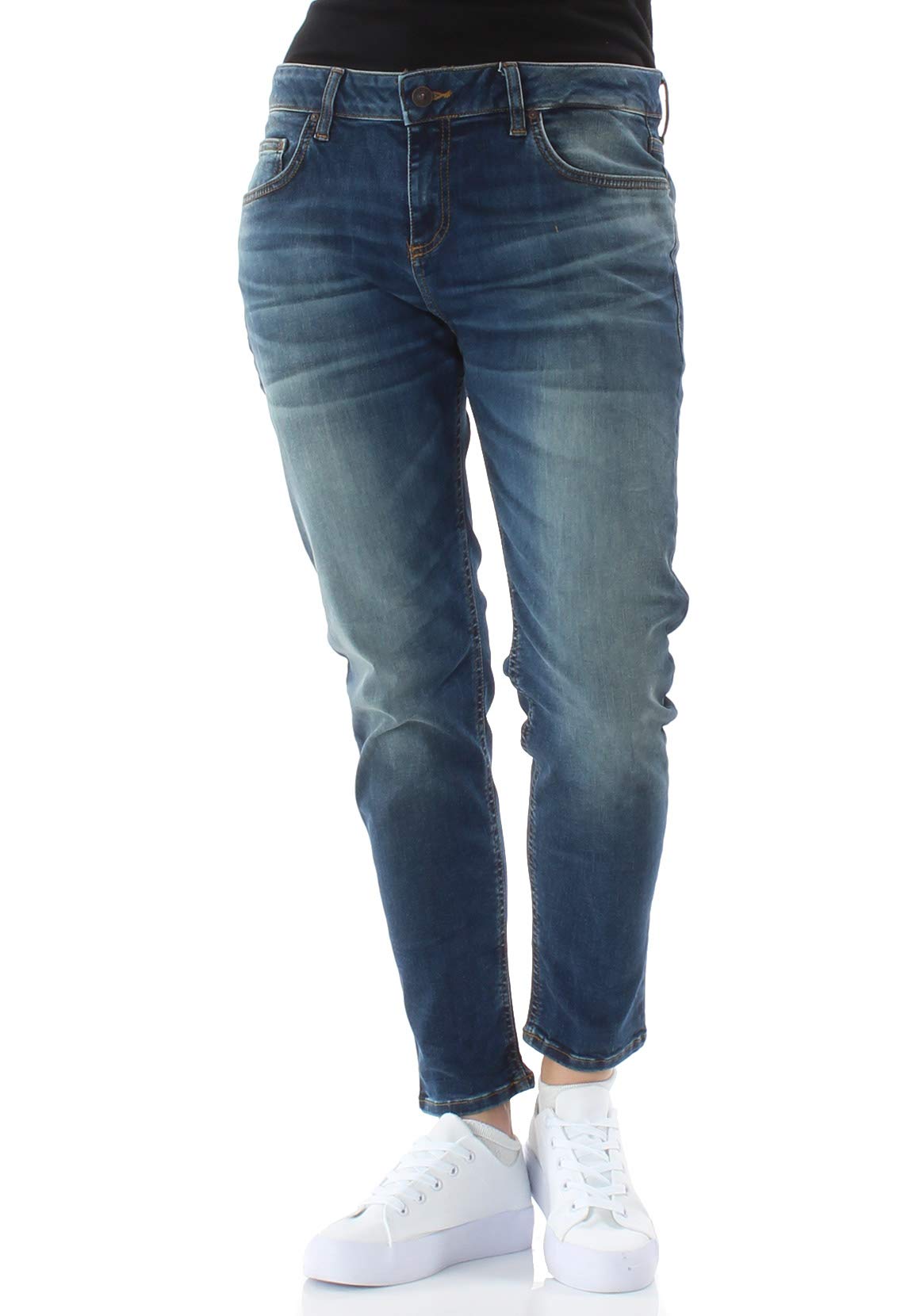 LTB Damen Jeans MIKA Linnea Undamaged Wash Dunkelblau, Hosengröße:27