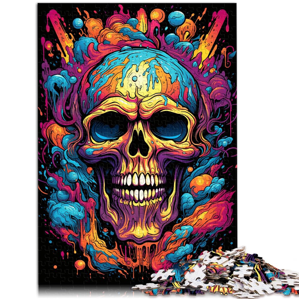 Puzzle, farbenfroher Psychedelischer Totenkopf, 1000-teiliges Puzzle für Erwachsene, Holzpuzzle, anspruchsvoll, Aber unterhaltsam und humorvoll, 1000 Teile (50 x 75 cm)