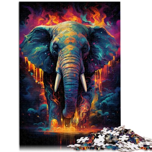 Puzzle | Puzzles Bunte Psychedelie der Elefanten 1000-teiliges Puzzle Holzpuzzle Spielzeug Puzzles Lernspiele Stressabbau Puzzles 1000 Teile (50x75cm)