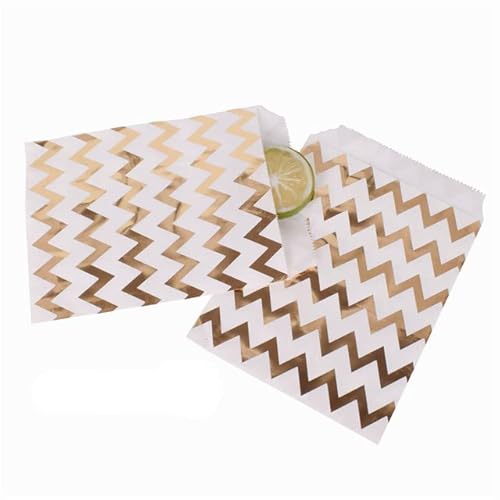 50 Stück/Lot Süßigkeitsbeutel Party Favor Paper Bags Dot Stripe Printed Paper Craft Bags Bakery Bags-gold 13x18,50 pcs