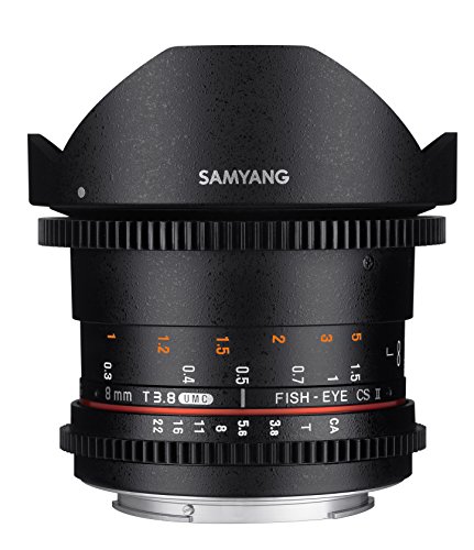 SAMYANG 13008T3.8SE 8 mm T3.8 VDSLR UMC Fish-Eye CS II Objektiv für Anschluss Sony E-Mount schwarz
