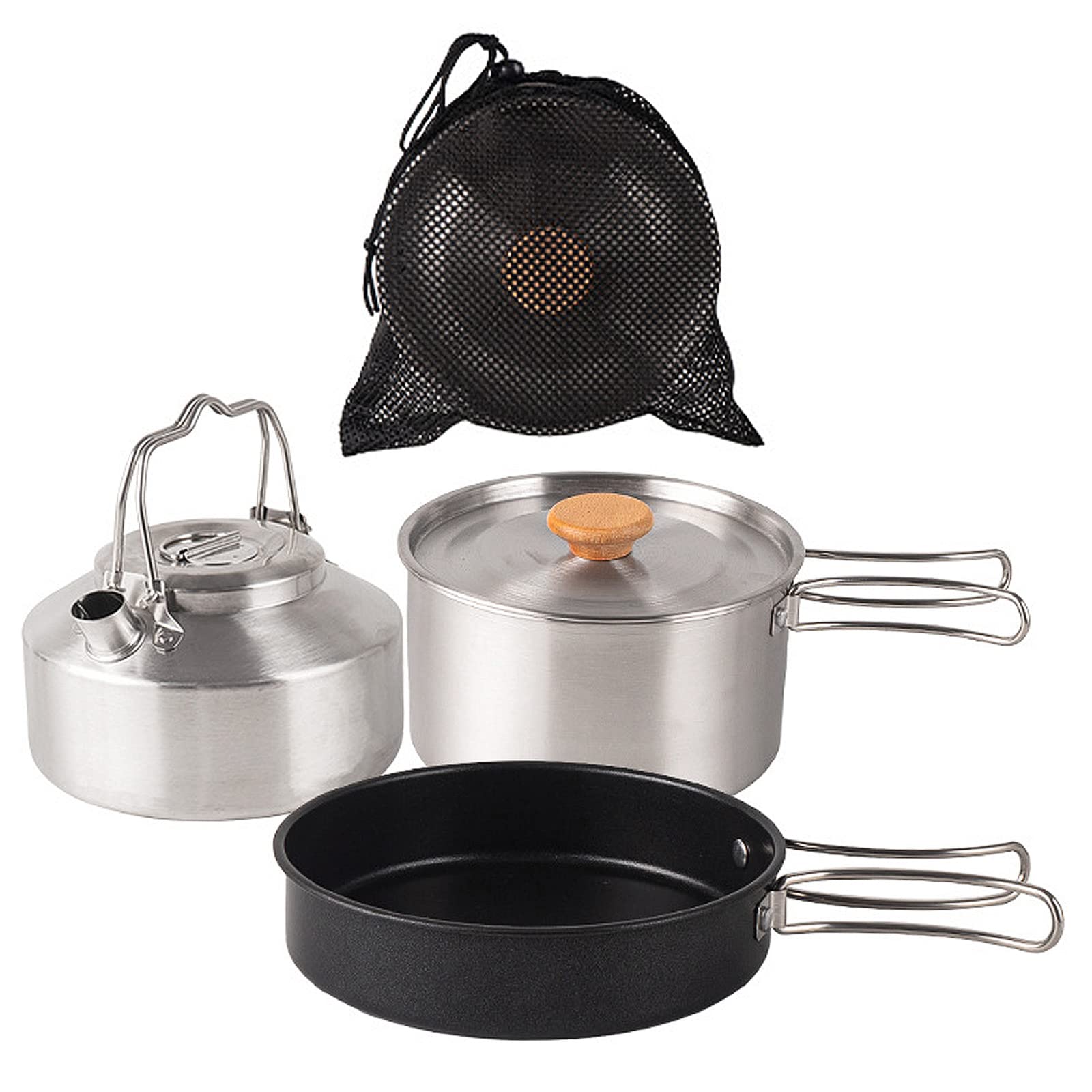 Edelstahl-Küchen-Set, Camping-Topf, Pfannen und Wasserkocher, Reisen, Bergsteigen, Picknicks, Grillzubehör, Kochgeschirr-Sets