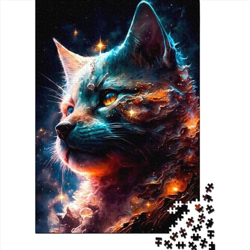 1000 Teile für Erwachsene, schwieriges Puzzle. Schönes Katzen-Holzpuzzle für Erwachsene mit passendem Poster und Infoblatt (29,53 x 19,69 Zoll)