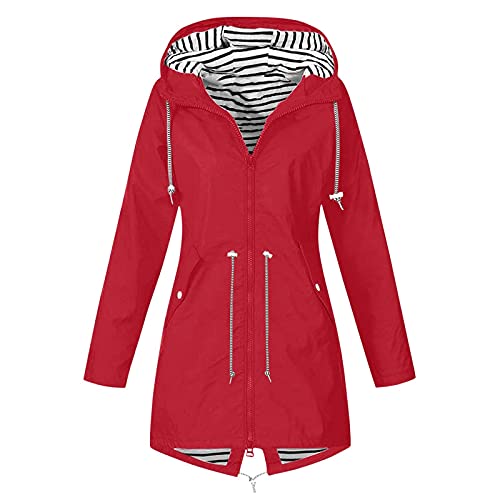 WANGTIANXUE Regenjacke Damen Gutschein wasserdichte Softshelljacke Outdoorjacke Atmungsaktive Packbare Übergangsjacke Leichte Jacke mit Kapuze für Frühlings Herbst zum Wandern Trekking Fahrrad