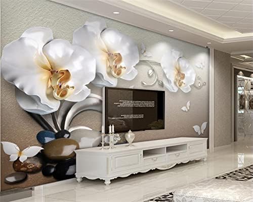 XLMING Luxuriöser Schmuck Mit Weißen Blumen Küche Esszimmer Arbeitszimmer Wohnzimmer TV Hintergrund Wand 3D Tapete-150cm×105cm