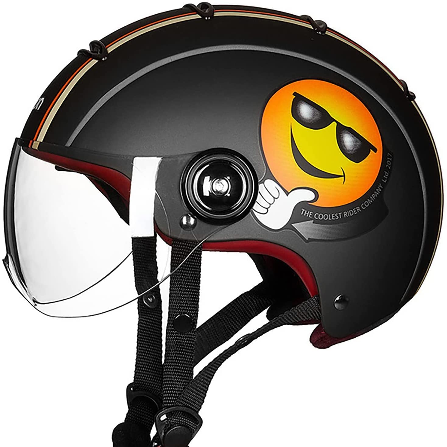 Vintage Halbhelme Jet-Helm · Motorrad-Helm Roller-Helm Scooter-Helm Moped Mofa-Helm Chopper Retro Vespa Vintage Biker Helmet · DOT/ECE Zulassung Mit Visier Offenem Gesicht Helm