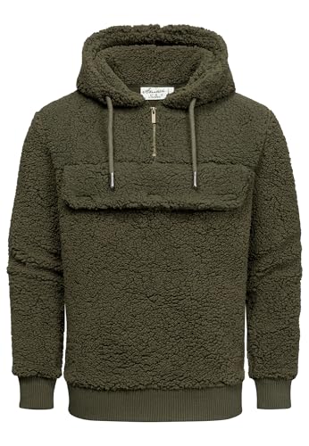 Amaci&Sons Herren Kapuzenpullover Teddy Sweatjacke Plüsch Hoodie Pullover Windbreaker 4066 Khaki XXL