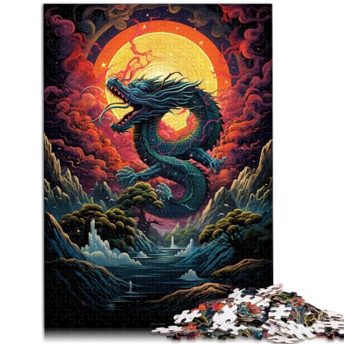 Puzzle für chinesische Drachen, 1000 Teile, Puzzle für Erwachsene, Holzpuzzle, Familienspiel zum Stressabbau, schwieriges Herausforderungspuzzle, 1000 Teile (50 x 75 cm)