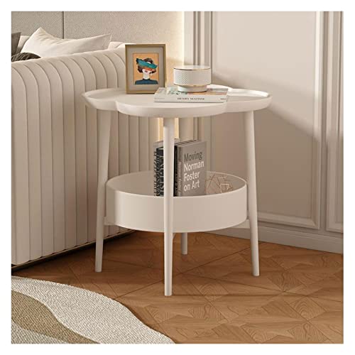 Couchtisch Wohnzimmertisch Kleiner blumenförmiger Beistelltisch, Akzenttisch, Nachttisch, Sofa-Snacktisch, Nachttisch mit Aufbewahrungskorb, kleiner Couchtisch for Wohnzimmer und Schlafzimmer für Wohn