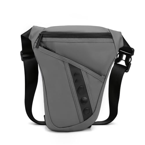 Motorrad Beintasche wasserdichte Beintasche for Herren, Nylon, Motorrad, multifunktionale Umhängetasche, Gürtel, Hüfttasche, Motorrad-Rucksack, Geldbörsen Motorrad Tasche Bein(A gray)