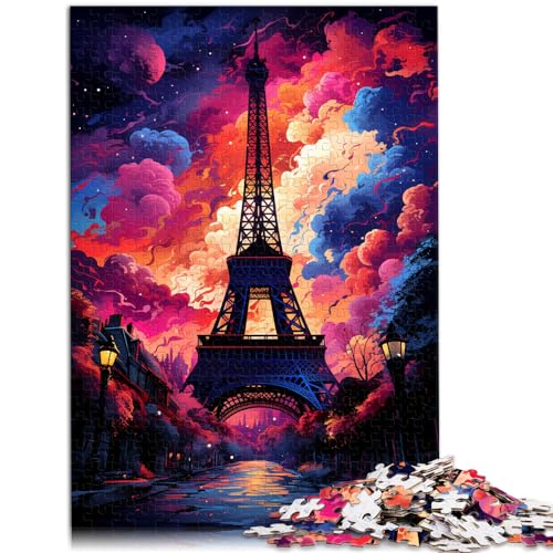 Puzzles Bunter Eiffelturm Schwierige, anspruchsvolle Puzzles 1000 Teile Holzpuzzle Lernspiele Heimdekorationspuzzle. Anspruchsvolles Spielspielzeug (50 x 75 cm)