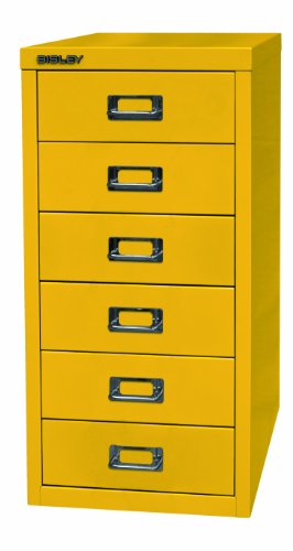 BISLEY MultiDrawer, 29er Serie, DIN A4, 6 Schubladen, Metall, 641 Zinkgelb, 38 x 27.9 x 59 cm