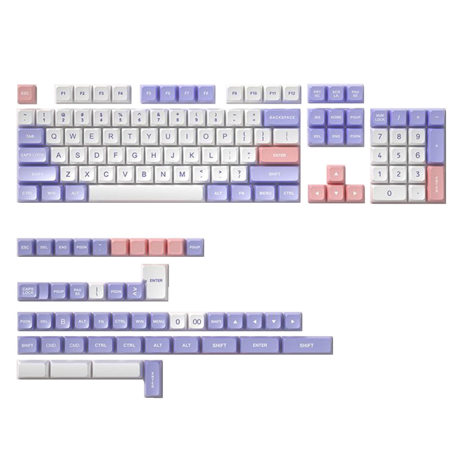 Qsvbeeqj 150 Tasten DSA Illusion Tastenkappen PBT DyeSublimation Double Shot Tastenkappen für mechanische Tastaturen