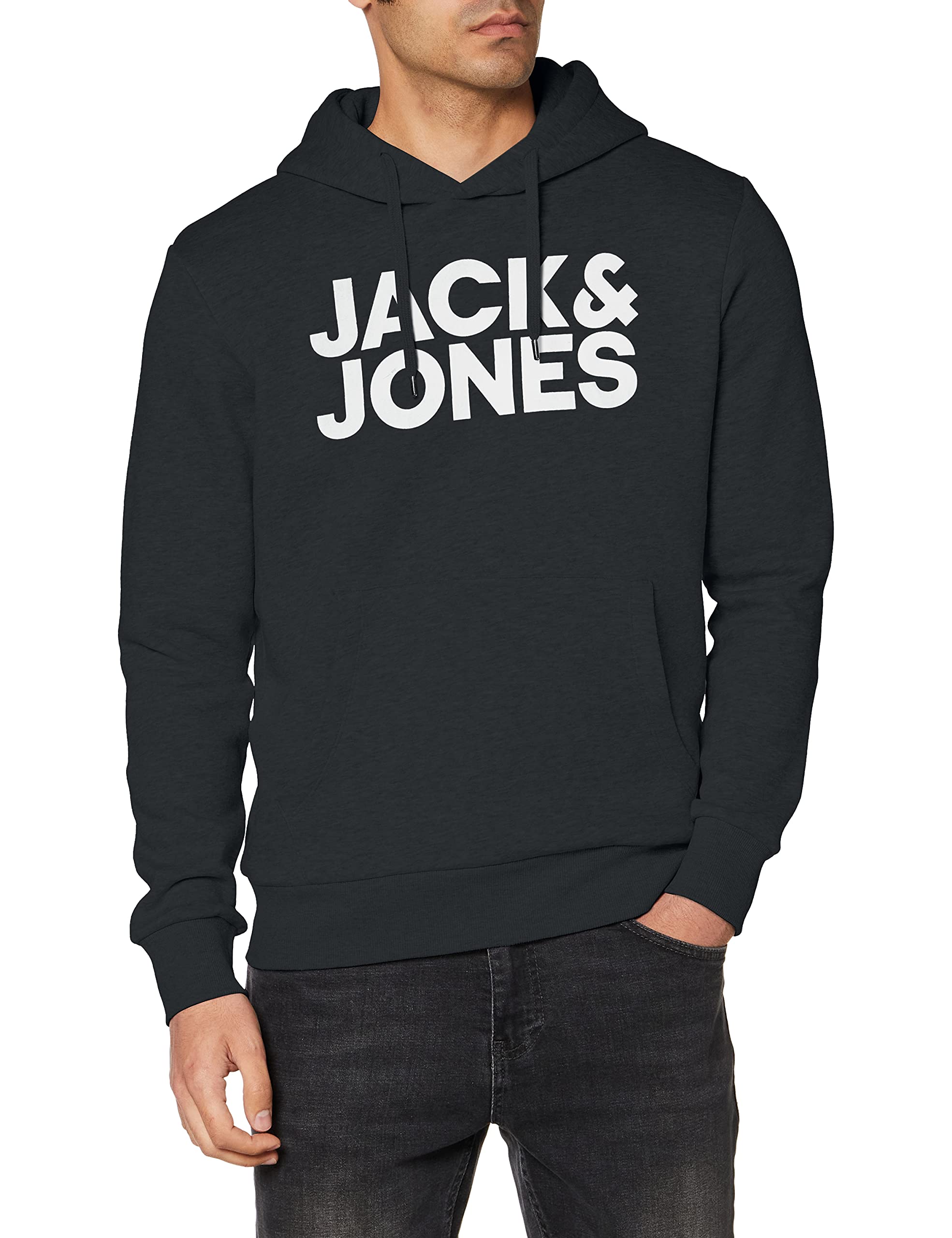 JACK & JONES Herren Hoodie Kapuzensweatshirt JJ Ecorp Logo Sweat Hood, Farbe:Blau, Artikel:- Navy Blazer, Größe:XL