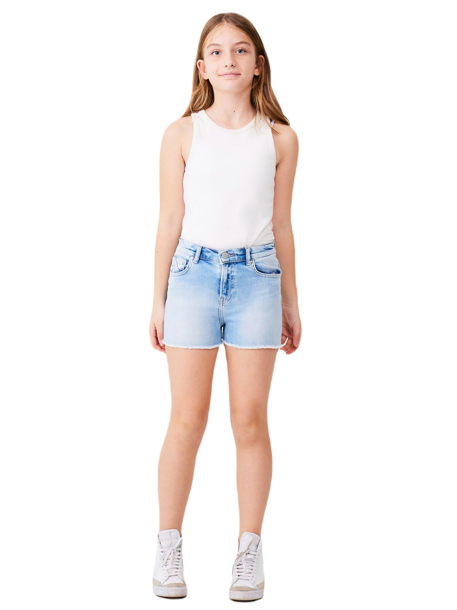 LTB Jeans Shorts für Mädchen Layla G Bermudas Slim Mittlere Taille mit Reißverschluss in Blau aus Baumwollmischung - Größe 164CM