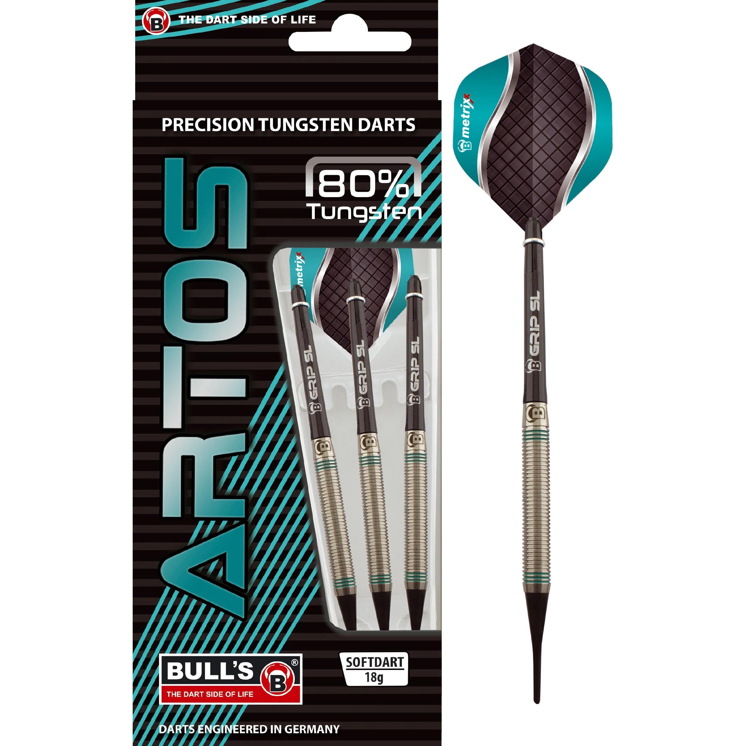 Bull's Unisex – Erwachsene Artos AR1 Softdart Dartpfeile, FARBIG Silber, 20g