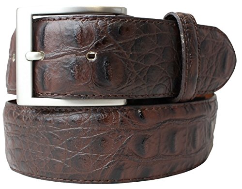 BELTINGER Gürtel mit Edelstahl-Gürtelschnalle und Krokoprägung 4 cm | Leder-Gürtel 40mm Kroko-Optik | Kroko-Muster 4cm | Braun 90cm