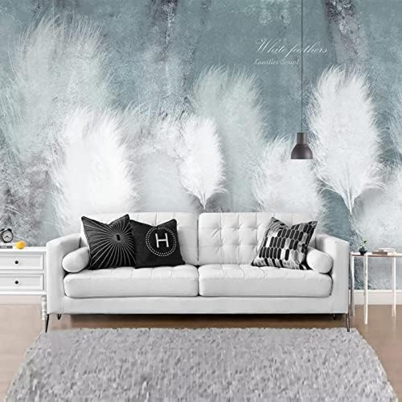 XLMING Blaue Feder Romantische Abstrakte Kunst 3D Tapete Wohnzimmer Sofa Schlafzimmer Esszimmer Home Dekoration Wand-150cm×105cm