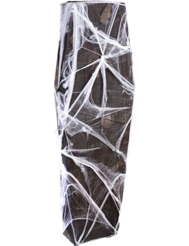 Widmann 01421 - Sarg mit Netzgewebe und Spinnennetz, 160 cm, Partydekoration, Halloween, Karneval, Mottoparty