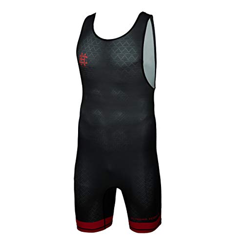 Extreme Hobby Wrestling-Trikot für Männer Black Armour, Kompressionstrikot REH-TECHRESPONSE One-Piece Sleeveles Bodysuit Ringer-Trikot Herren