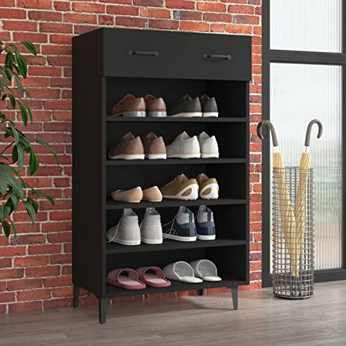 Juroupi Schuhschrank Shoes Cabinet Schuhaufbewahrung Schuhschrank Flur Schwarz 60x35x105 cm Holzwerkstoff - 812790