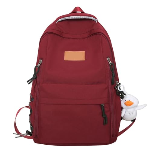 Modische High School College Büchertasche Mit Mehreren Fächern Für Schüler Einfarbig Nylon Rucksack Mit Großer Kapazität