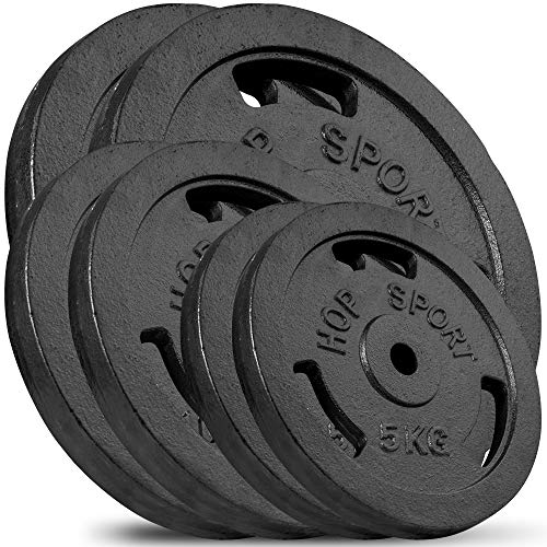 Hop-Sport 60 kg Gusseisen Hantelscheiben-Set - Verschiedene Varianten zur Auswahl - Gewichte mit 30/31 mm Bohrung (2x15 + 2x10 + 2x5)