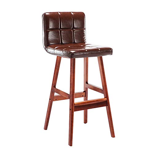 Barhocker für Küche, Frühstück, hoch, moderner Barstuhl aus Massivholz mit Sitz und Rückenlehne, Holzbeine in Braun, gepolsterte Thekenbar im Retro-Stil, 60/68 cm (Farbe: Schwarz, Größe: 68 cm) (Braun