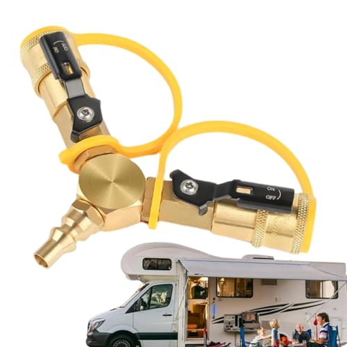 Weppduk RV Quick Connect Y-Splitter,RV Quick Connect Splitter | Schnellanschlussschlauch zum Anschluss an den Wohnmobil-Tischgrill - 2-Wege-Adapter 1/4 Zoll Schnellanschluss-Schlauchanschlüsse