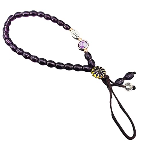 GETSTREE Perlen-Telefon-Lanyard, Handy-Kettenriemen, Kristall-Perlen-Charm-Hängeseil for Damen und Herren, Handy-Hüllen-Schmuck(Purple)