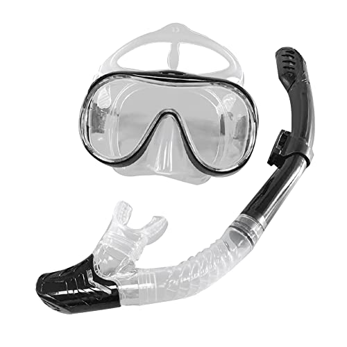 Naugan Tauchmaske Schnorchel Anti-Fog Tauchmaske Schnorchel Full Dry Tube Unterwasser-SchwimmausrüStung Transparent+