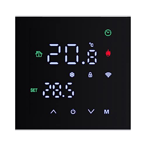 MincoHome Smart Thermostat Touch Screen WiFi Enabled Programmable Temperature Control for Electric Heating/Gas Boiler Save Energy (Schwarz Gaskessel)