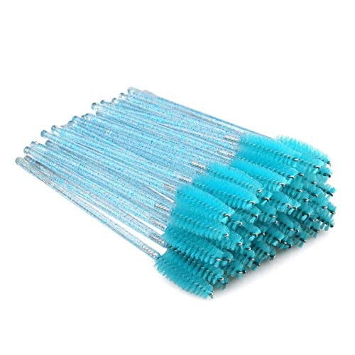 Aqxyxsw 250pcs Wimpern Mascara Bürsten Kristall Wimpernbürsten Wimperntusche Zauberstäbe Applikator Wimpern Verlängerung Augenbrauen und Make-up-Tool lingli(Color:Sky Blue)