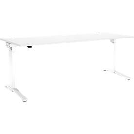 Schäfer Shop Genius Schreibtisch PLANOVA ERGOSTYLE, elektrisch höhenverstellbar, Rechteck, C-Fuß, B 2000 x T 800 x H 715-1182 mm, weiß