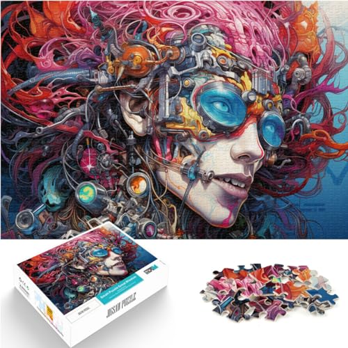 Spiel-Geschenk-Puzzle, bunte Psychedelie mechanischer Skelette, 1000-teiliges Puzzle für Erwachsene, Holzpuzzle, Heimdekorationspuzzle, 1000 Teile (50 x 75 cm)