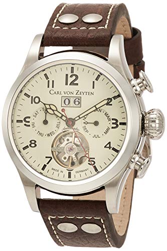 Carl von Zeyten Herren Analog Automatik Uhr mit Leder Armband CVZ0025CR