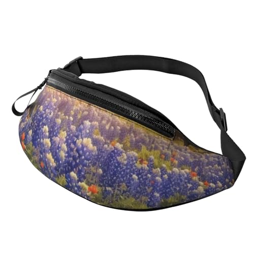 Bauchtasche mit gelben Blumen und Schmetterlingen, leichte Hüfttasche für Reisen und den täglichen Gebrauch, Texas Bluebonnets Scenery1, Einheitsgröße