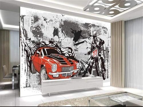 Motorrad-Rennfahrer Zusammenfassung 3D Tapete Poster Restaurant Schlafzimmer Wohnzimmer Sofa TV Dekorative Wand-400cm×280cm