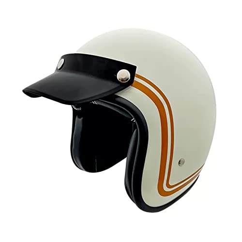 KEFFOR Retro Motorradhelm DOT/ECE-Zulassung, Vintage Motorrad Halbhelme Herren Damen, Schwarz Und Weiß Open Face Helme Mit Schutzbrille, Offenes Jethelme (Color : B2, Size : S=(55-56cm))