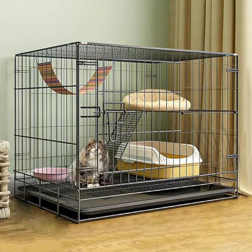 Katzengehege für draußen, Katzengehege für drinnen mit Tablett, Katzenkäfig, Katzengehege, faltbar, für Reisen mit 1–2 Katzen, Frettchen, Chinchillas, Kaninchen, Kleintiere (Farbe: