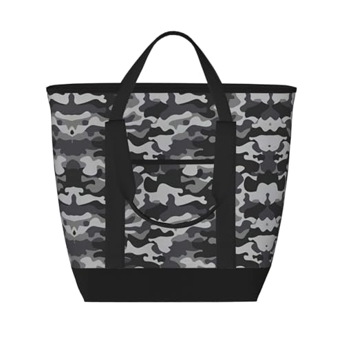 YQxwJL Einkaufstasche mit abstraktem Camouflage-Druck, großes Fassungsvermögen, isolierte Lunchtasche, wiederverwendbare Einkaufstasche mit Reißverschluss für Damen und Herren