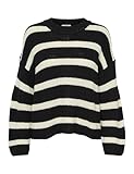 JdY Damen Jdyjusty L/S Stripe KNT Noos Pullover, Black/Stripes:Eggnog, XL EU