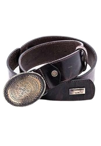 Cipo & Baxx Herren Ledergürtel Belt Design Ornament-Schließe Gürtel CG123 Braun 90