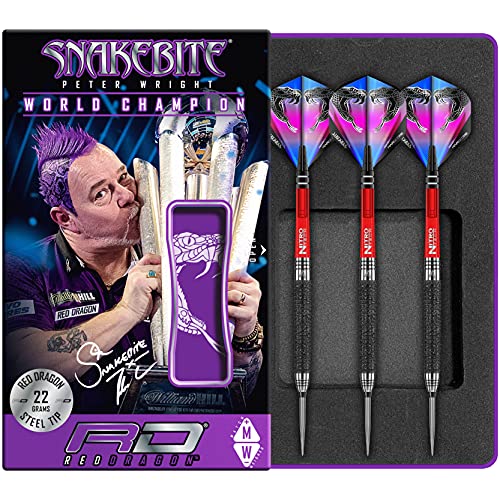 RED DRAGON Peter Wright Snakebite Melbourne Masters Edition 22g Tungsten Darts mit Flights und Schäfte