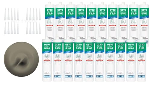 OTTOSEAL S 100 Premium-Sanitär-1K-Silikon Dichtstoff mattt auf Acetat Basis Otto Chemie 20er Set (20x matt sanitärgrau C8681)