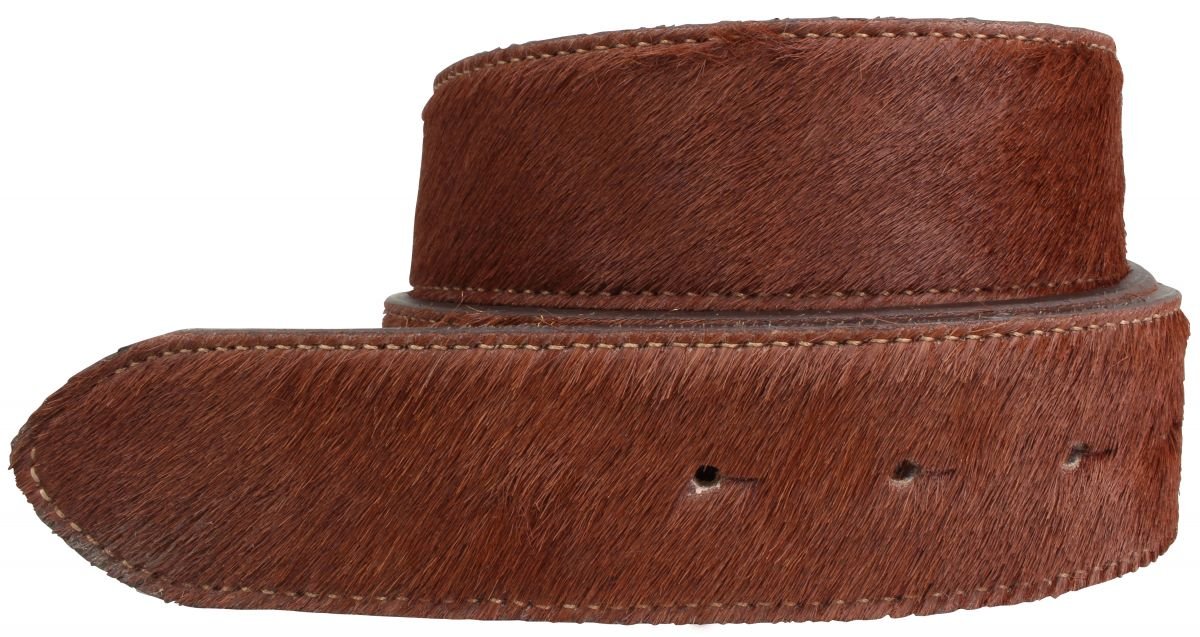 BELTINGER Hochwertiger Fell-Ledergürtel ohne Schnalle 4 cm | Kuh-Ledergürtel Damen Herren 40mm | Fell-Gürtel | Braun 105cm